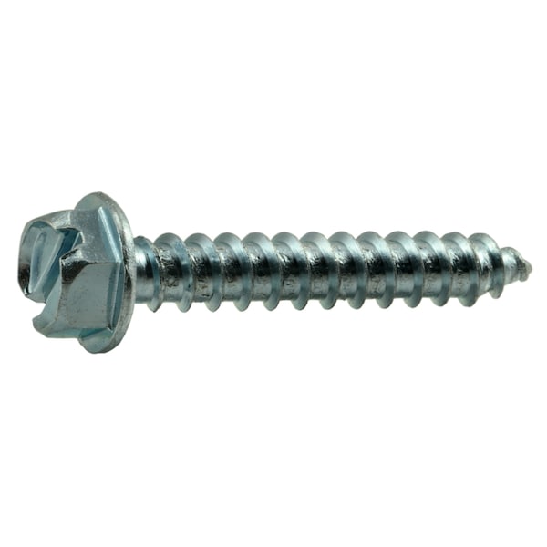 Midwest Fastener Sheet Metal Screw, #14 x 1-1/2 in, Zinc Plated Steel Flange Hex Head Slotted Drive, 100 PK 02959 - main